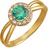 Женское золотое кольцо с куб. циркониями и синт. изумрудом - фото 1