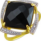 Женское золотое кольцо с куб. циркониями и агатом, 1618609