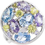 Женское серебряное кольцо с корундами, шпинелью и куб. циркониями, 1662897