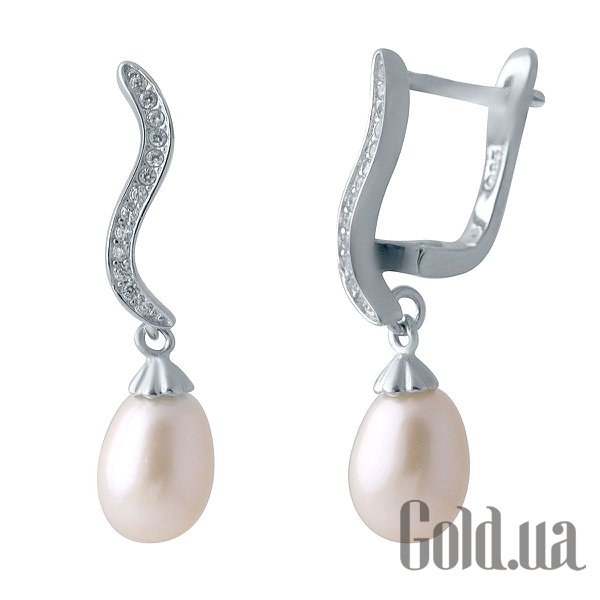 

Серьги с подвесками Fresh Jewelry, Серебряные серьги с культив. жемчугом и куб. циркониями