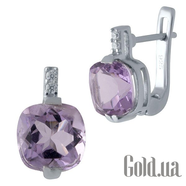 

Серьги Fresh Jewelry, Серебряные серьги с аметистами и куб. циркониями