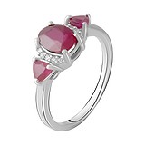 Женское серебряное кольцо с куб. циркониями и рубинами (2065326), фото