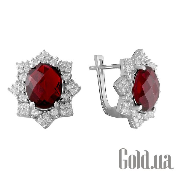 

Серьги Fresh Jewelry, Серебряные серьги с куб. циркониями и гранатами