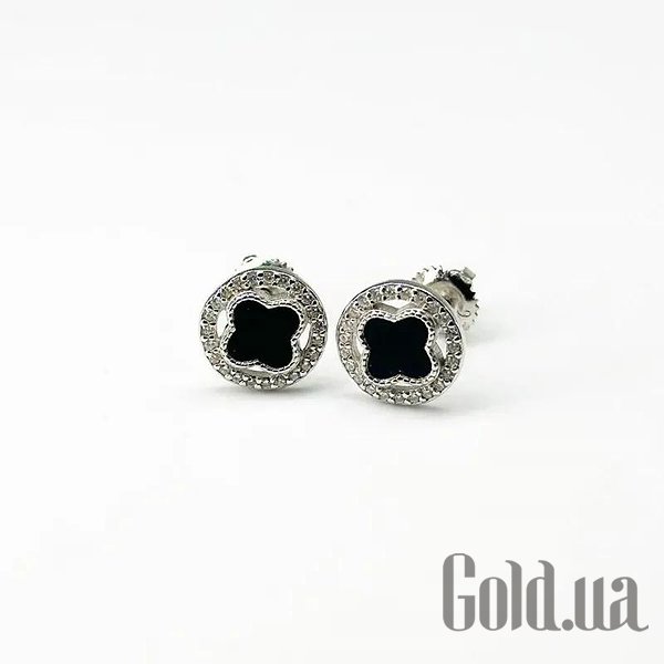 

Серьги-гвоздики Silvex925, Серебряные серьги с куб. циркониями и ониксами