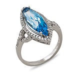 Женское золотое кольцо с бриллиантами и топазом, 002481