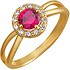 Женское золотое кольцо с куб. циркониями и корундом - фото 1