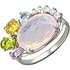 Женское серебряное кольцо с куб. циркониями, аметистом, цитрином, топазом и хризолитом и ювелирным стеклом - фото 1