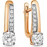 Золотые серьги с куб. циркониями и кристаллами Swarovski, 1623986