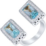 Женское золотое кольцо с бриллиантами и топазами, 1673394