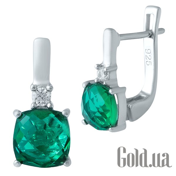 

Серьги Fresh Jewelry, Серебряные серьги с синт. изумрудами и куб. циркониями