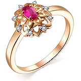 Женское золотое кольцо с рубином и бриллиантами, 1696946