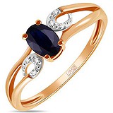 Женское золотое кольцо с бриллиантами и сапфиром, 1711794