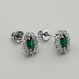 Золотые серьги с бриллиантами и синт. изумрудами, 1796018