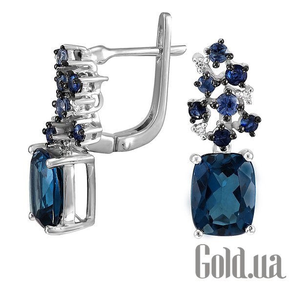 

Серьги Lurie Jewelry, Золотые серьги с бриллиантами, топазами и сапфирами