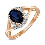 Женское золотое кольцо с бриллиантами и сапфиром, 1512371