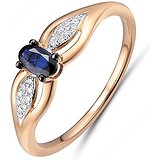 Женское золотое кольцо с бриллиантами и сапфиром, 1602995