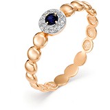 Женское золотое кольцо с бриллиантами и сапфиром, 1603507