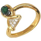 Женское золотое кольцо с бриллиантами и изумрудом, 1605555