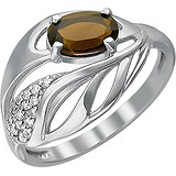 Женское серебряное кольцо с куб. циркониями и раухтопазом, 1610931