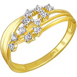 Женское золотое кольцо с куб. циркониями, 1615027