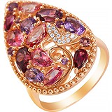 Женское золотое кольцо с куб. циркониями и бриллиантами, 1672371