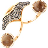 Женское золотое кольцо с бриллиантами и раухтопазами, 1673395