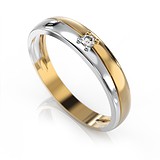 Золотое обручальное кольцо с бриллиантом, 1680051