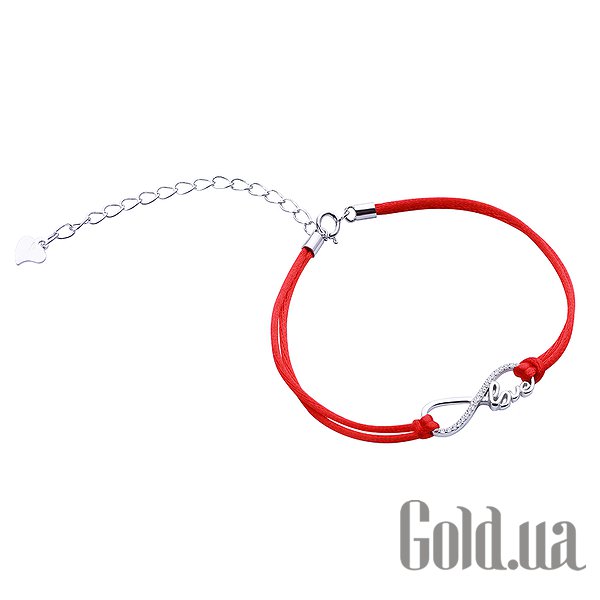 

Шнурок на руку Silvex925, Шелковый шнурок на руку со вставками из серебра и куб. циркониями, 17.5