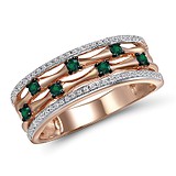 Женское золотое кольцо с бриллиантами и изумрудами, 1691571