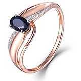 Женское золотое кольцо с бриллиантами и сапфиром, 1700787
