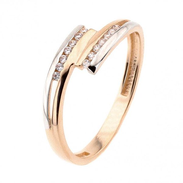 Жіноча золота каблучка з куб. цирконіями