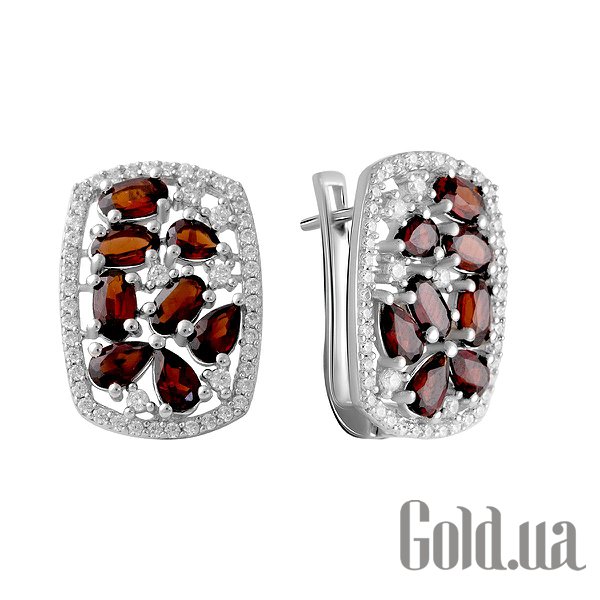 

Серьги Fresh Jewelry, Серебряные серьги с куб. циркониями и гранатами