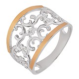Женское серебряное кольцо со вставкой из золота, 223155