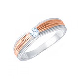 Серебряное обручальное кольцо с куб. цирконием в позолоте, 143028