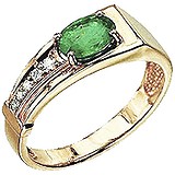 Женское золотое кольцо с бриллиантами и изумрудом, 1605300