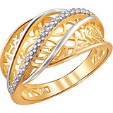 Женское золотое кольцо с куб. циркониями, 1609140