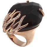 Серебряное кольцо с ювелирным стеклом и куб. циркониями в позолоте, 1645236
