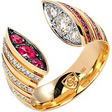 Женское золотое кольцо с бриллиантами и рубинами, 1666484