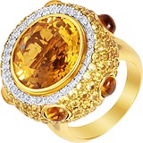 Женское золотое кольцо с цитринами, сапфирами и бриллиантами, 1668532