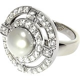 Женское серебряное кольцо с куб. циркониями и жемчугом, 1670324