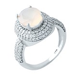 Женское серебряное кольцо с кварцем и куб. циркониями, 1670836