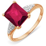 Karatov Женское золотое кольцо с синт. рубином и бриллиантами, 1689012