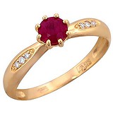 Женское золотое кольцо с бриллиантами и рубином, 1705908
