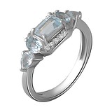 Женское серебряное кольцо с топазами и куб. циркониями, 1743284