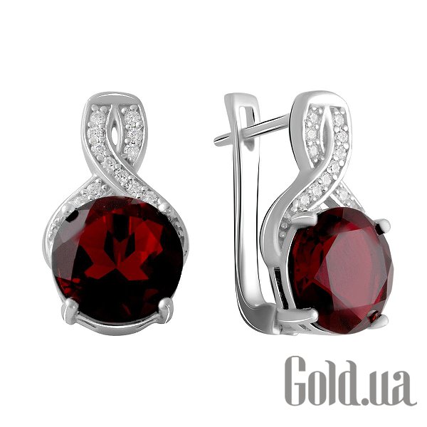 

Серьги Fresh Jewelry, Серебряные серьги с куб. циркониями и гранатами