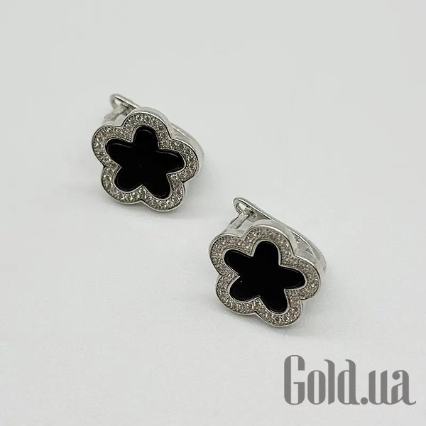 

Серьги Silvex925, Серебряные серьги с куб. циркониями и ониксами