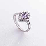 Женское серебряное кольцо с куб. циркониями и аметистом, 1796532