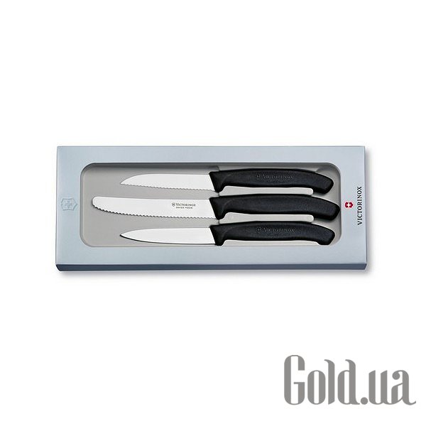 

Нож Victorinox, Набор кухонный SwissClassic 3 ножа с черной ручкой Vx67113.3G