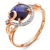 Женское золотое кольцо с бриллиантами и сапфиром, 1554357