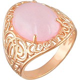 Женское серебряное кольцо с кварцем в позолоте, 1611957